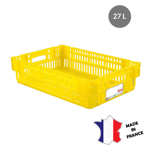 GILAC 5x Caisse ajourée empilable emboitable 600 x 400 HACCP - 27 L - blanc