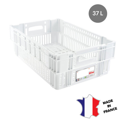GILAC 5x Caisse ajourée empilable emboitable | 600x400 HACCP 37 L | blanc