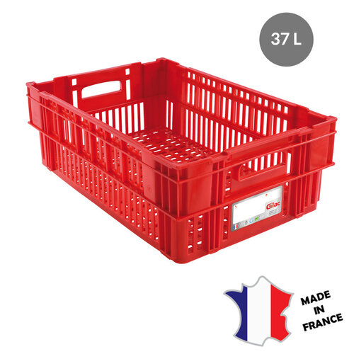 GILAC 5x Caisse ajourée empilable emboitable 600 x 400 HACCP - 37 L - blanc