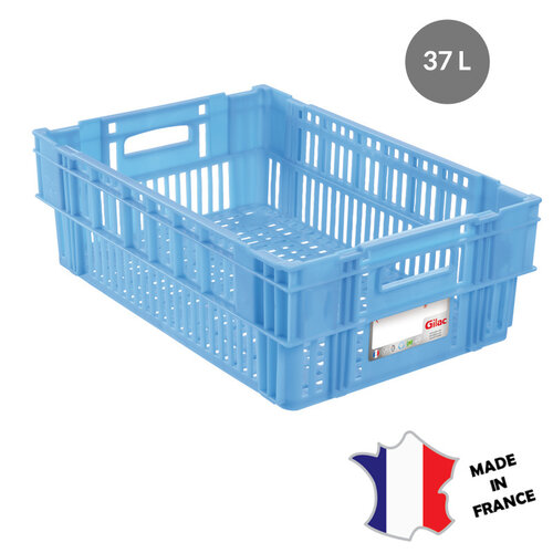 GILAC 5x Caisse ajourée empilable emboitable 600 x 400 HACCP - 37 L - blanc