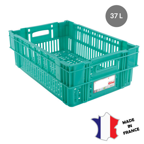 GILAC 5x Caisse ajourée empilable emboitable 600 x 400 HACCP - 37 L - blanc