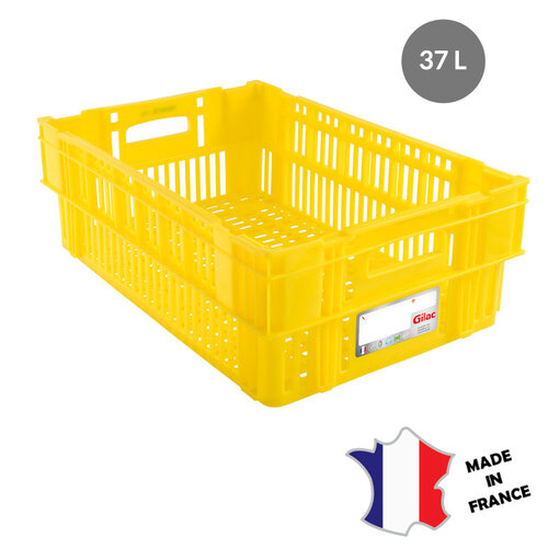 GILAC 5x Caisse ajourée empilable emboitable 600 x 400 HACCP - 37 L - blanc