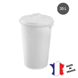 GILAC Conteneur alimentaire rond 35 L + couvercle | blanc  | hauteur 585 diametre 370mm
