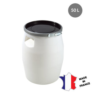 GILAC Fût 50 L | genouillère métal | couvercle | blanc