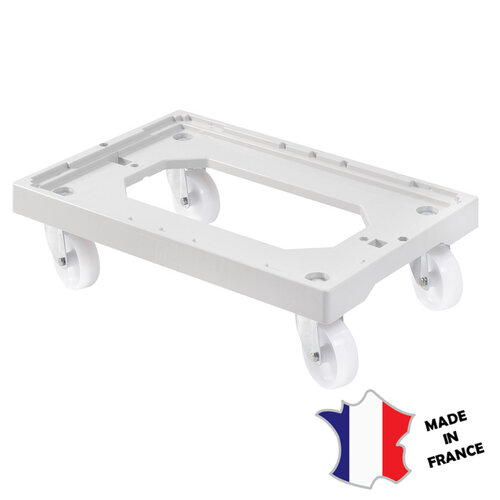 GILAC Socle rouleur 4 roues pivotantes | chape acier | gris | 613(l)x414x172mm