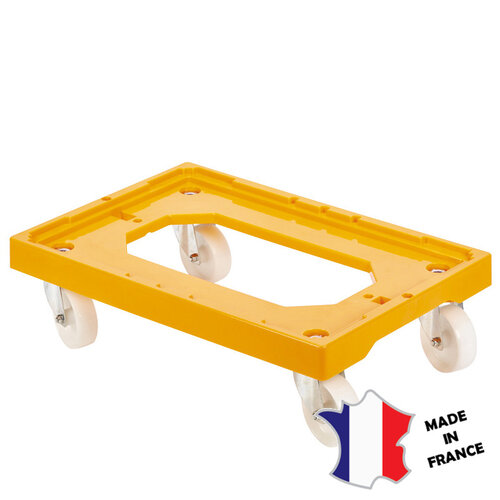 GILAC Socle rouleur 4 roues pivotantes | chape acier | gris | 613(l)x414x172mm