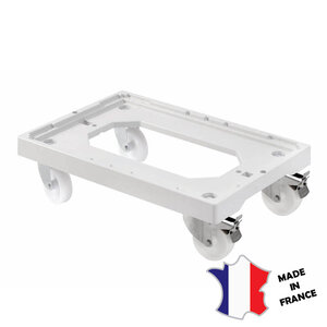 GILAC Socle rouleur 4 roues pivotantes + 2 freins | chape acier | gris | 613(l)x414x172mm