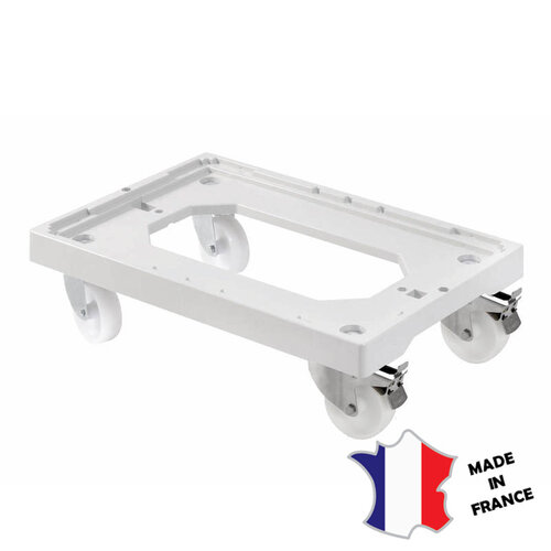 GILAC Socle rouleur 4 roues pivotantes + 2 freins | chape acier | gris | 613(l)x414x172mm