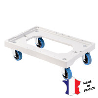 Socle rouleur 4 roues silence pivotantes | chape inox | gris | 613(l)x414x172mm