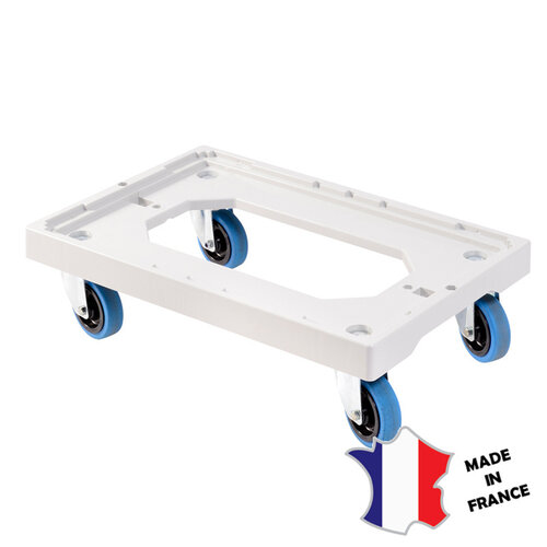 GILAC Socle rouleur 4 roues silence pivotantes | chape inox | gris | 613(l)x414x172mm