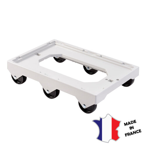 GILAC 3x Socle rouleur 6 roues | axe acier | gris | 613(l)x414x135mm | 613(l)x414x135mm