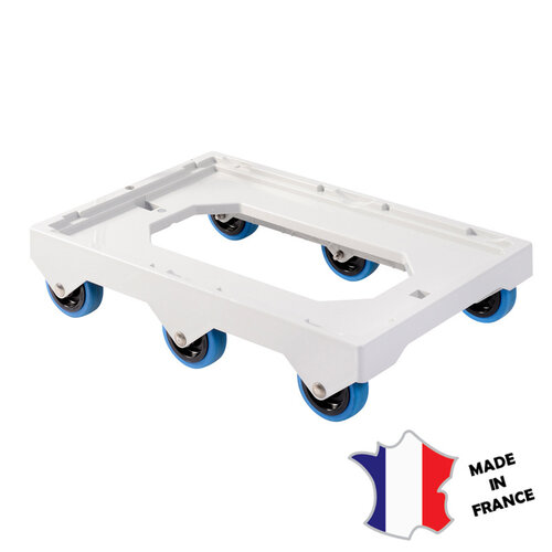 GILAC Socle rouleur 6 roues silence | axe acier | gris | 613(l)x414x135mm