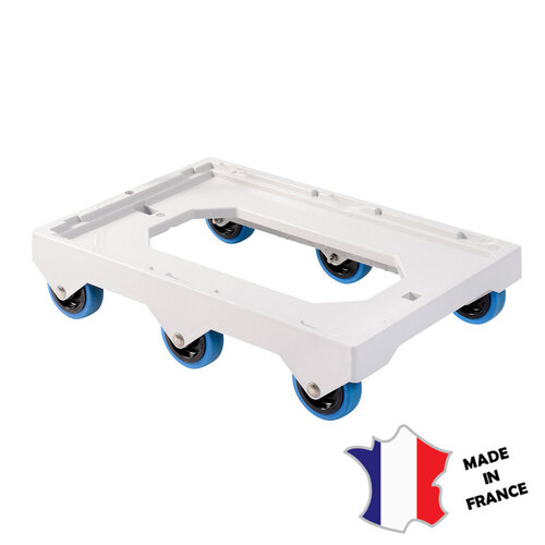 GILAC Socle rouleur 6 roues silence | axe inox | gris | 613(l)x414x135mm