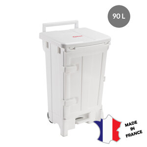 GILAC Collecteur à pédale 90 L + porte | couvercle blanc | 515(l)x485x922mm