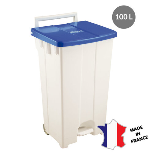 GILAC Collecteur à pédale 100 L | couvercle blanc | 515(l)x477x925mm