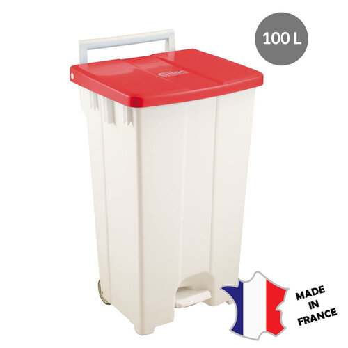 GILAC Collecteur à pédale 100 L | couvercle blanc | 515(l)x477x925mm