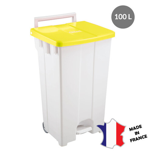 GILAC Collecteur à pédale 100 L | couvercle blanc | 515(l)x477x925mm