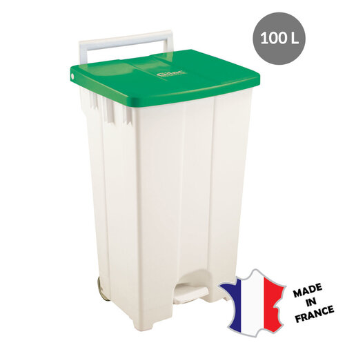 GILAC Collecteur à pédale 100 L | couvercle blanc | 515(l)x477x925mm