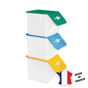 GILAC Bacs tri sélectif 40 L + couvercles | lot de 3 | 710(l)x415x720mm