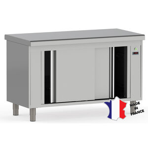 Sofinor Meuble étuve ventilé | Inox | dessus central EP 15/10ieme | à bords rayonnes | 1200(l)x700x900mm | pieds inox