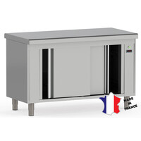 Meuble étuve ventilé | Inox | dessus central EP 15/10ieme | à bords rayonnes | 1200(l)x700x900mm | pieds inox