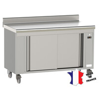 Meuble étuve ventilé | Inox | dessus à dosseret EP 15/10ieme | à bords rayonnes | sur roulettes | 1200(l)x700x900mm