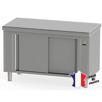 Meuble étuve ventilé | Inox | dessus central EP 15/10ieme | à bords rayonnes | sur roulettes | 1200(l)x700x900mm