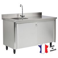 Meuble du chef bords droits | EP 40mm | 1 cuve 400x400x250mm à droite | avec serrure | 1400(l)x700mm