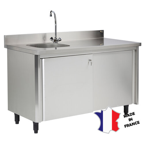 Sofinor Meuble du chef bords droits | EP 40mm | 1 cuve 400x400x250mm à droite | avec serrure | 1400(l)x700mm