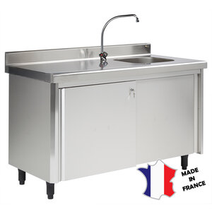 Sofinor Meuble du chef bords rayonnes | EP 60mm | 1 cuve 400x400x250 à droite | avec serrure | 1200(l)x700mm