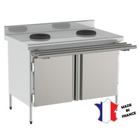 Meuble de pré-tri | Inox | 2 portes | 2 trous vide dechets | 1200(l)x700x900mm