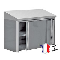 Meuble mural | Inox | 2 portes coulissantes | 1000(l)x407x710mm | pente | avec serrure