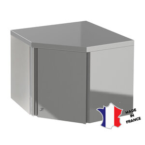 Sofinor Meuble mural d'angle | Inox | 700x700x407x600mm | toit plat | charnière à gauche
