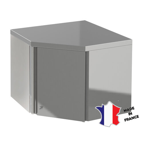 Sofinor Meuble mural d'angle | Inox | 700x700x407x600mm | toit plat | charnière à gauche