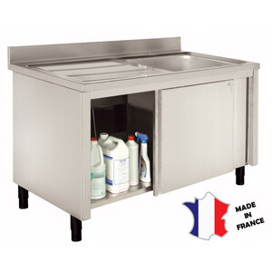 Sofinor Meuble plonge | Inox | 1 bac egouttoir à gauche | sur verins | 1200(l)x700x900mm