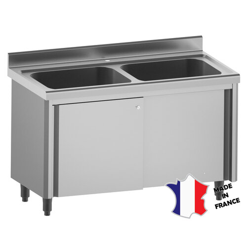 Sofinor Meuble plonge rayonne | Inox | 2 bacs | 1400(l)x700x900mm