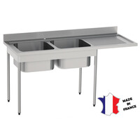 Plonge spécial lave-vaisselle | Inox | pieds ronds | 1800(l)x700x900mm | égouttoir à droite