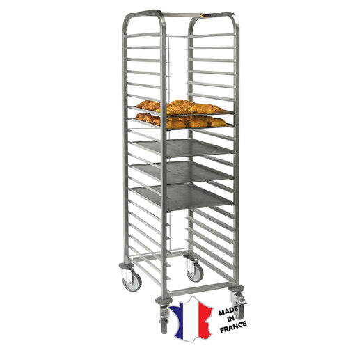 Sofinor Echelle à plaques | Inox | 20 etages | 465(l)612x1775mm | roulettes zinguée