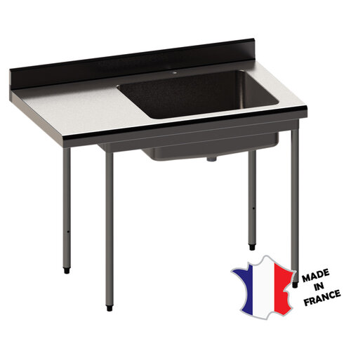 Sofinor Table de déboîtage rayonée | Inox | 1200(l)x700x900mm | 1 cuve GN 2/1 à droite | sur vérins Inox