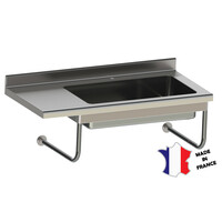 Table de déboîtage rayonnee | suspendue | Inox | 1200(l)x700x900mm | 1 cuve GN 2/1 à droite