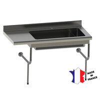 Table de déboîtage rayonnee | semi-suspendue | Inox | 1200(l)x700x900mm | 1 cuve GN 2/1 à droite