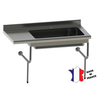 Table de déboîtage rayonnee | semi-suspendue | Inox | 1200(l)x700x900mm | 1 cuve GN 2/1 à droite