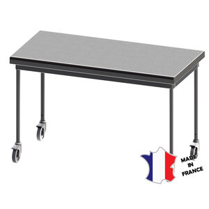 Sofinor Table demontable rayonnee | Inox | centrale | pieds ronds | 600(l)x600x900mm | sur roulettes inox