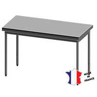 Table demontable rayonnee | Inox | centrale | pieds ronds | 600(l)x600x900mm | sur vérins inox