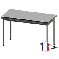 Table demontable rayonnee | Inox | centrale | pieds ronds | 700(l)x700x900mm | sur vérins inox