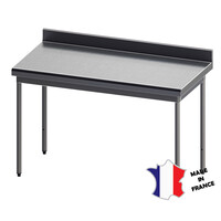 Table démontable rayonnee | Inox | à dosseret | pieds ronds | 800(l)x800x900mm | sur roulettes polyamide