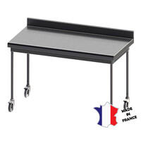 Table démontable rayonnee | Inox | à dosseret | pieds ronds | 800(l)x800x900mm | sur roulettes inox