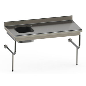 Sofinor Table du chef rayonnee semi-suspendue | Inox | 1 cuve | 700(l)x700x900mm