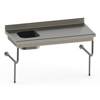 Table du chef rayonnee semi-suspendue | Inox | 1 cuve | 700(l)x700x900mm
