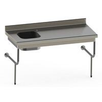 Table du chef rayonnee semi-suspendue | Inox | 1 cuve | 700(l)x700x900mm